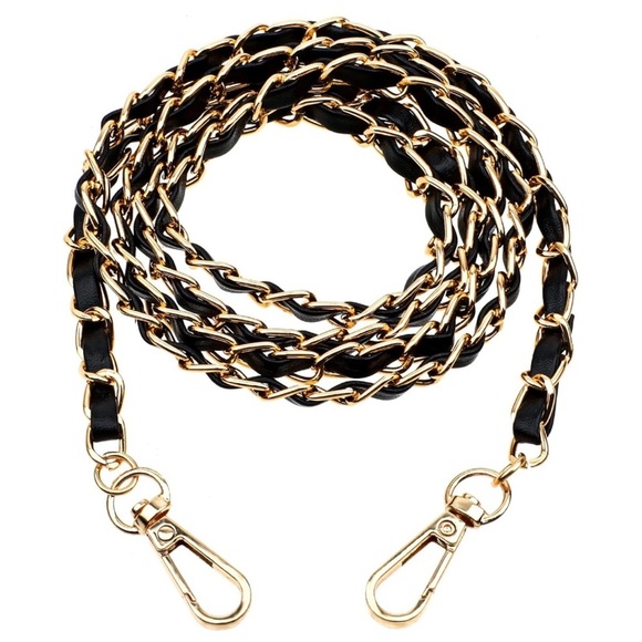 Black & Gold replacement chain for Crossbody wallet purse swivel hook NEW - Picture 1 of 12